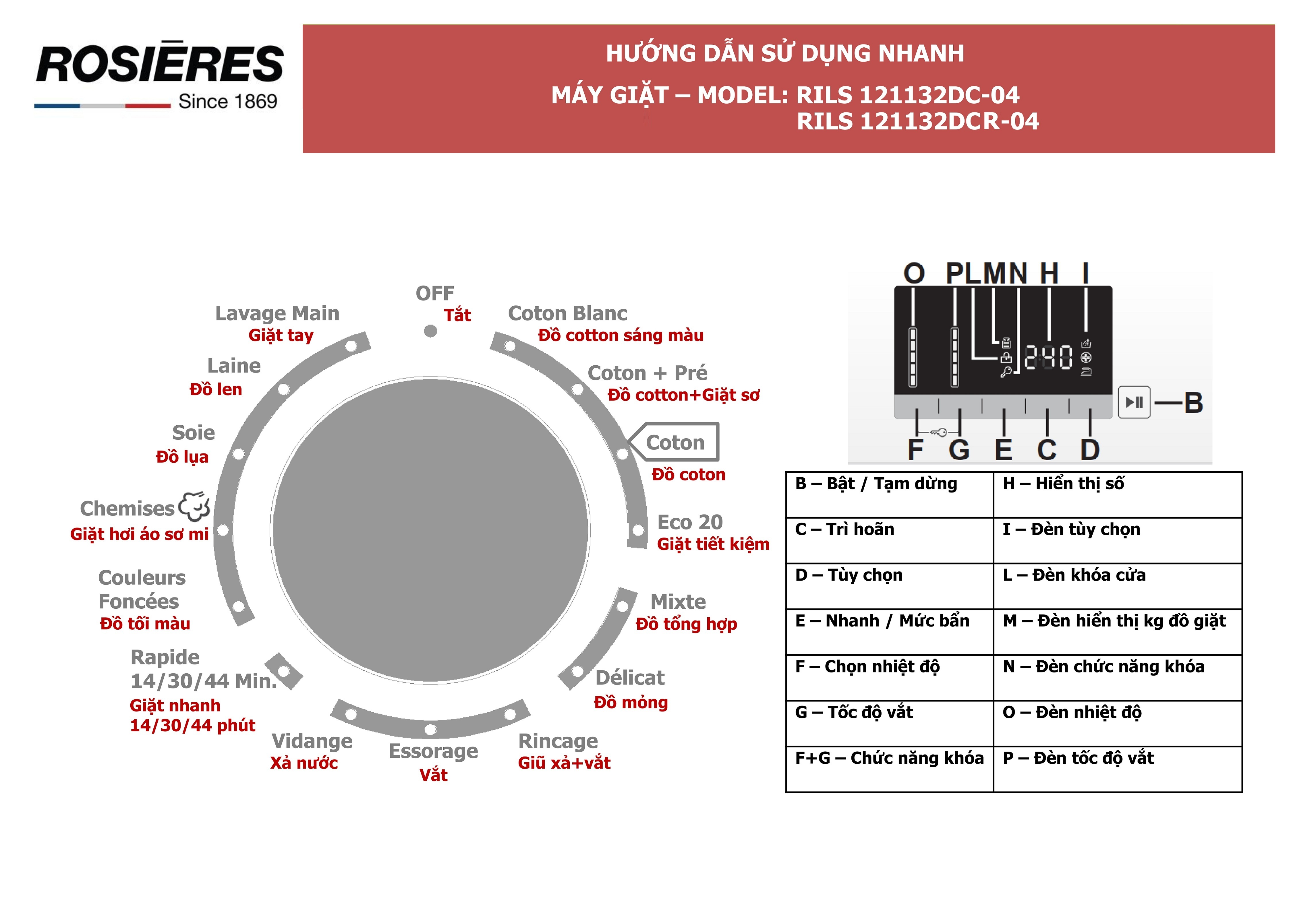 Máy giặt độc lập 11kg RILS121132DCR-04